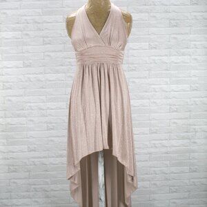 B. DARLIN Dress Assymetrical Halter Blush Sparkly Wedding Prom Homecoming Medium
